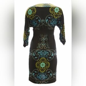 OLIAN Maternity Women's Black Floral Print 3/4 Sleeve Boat Neck Dress $148 NWT